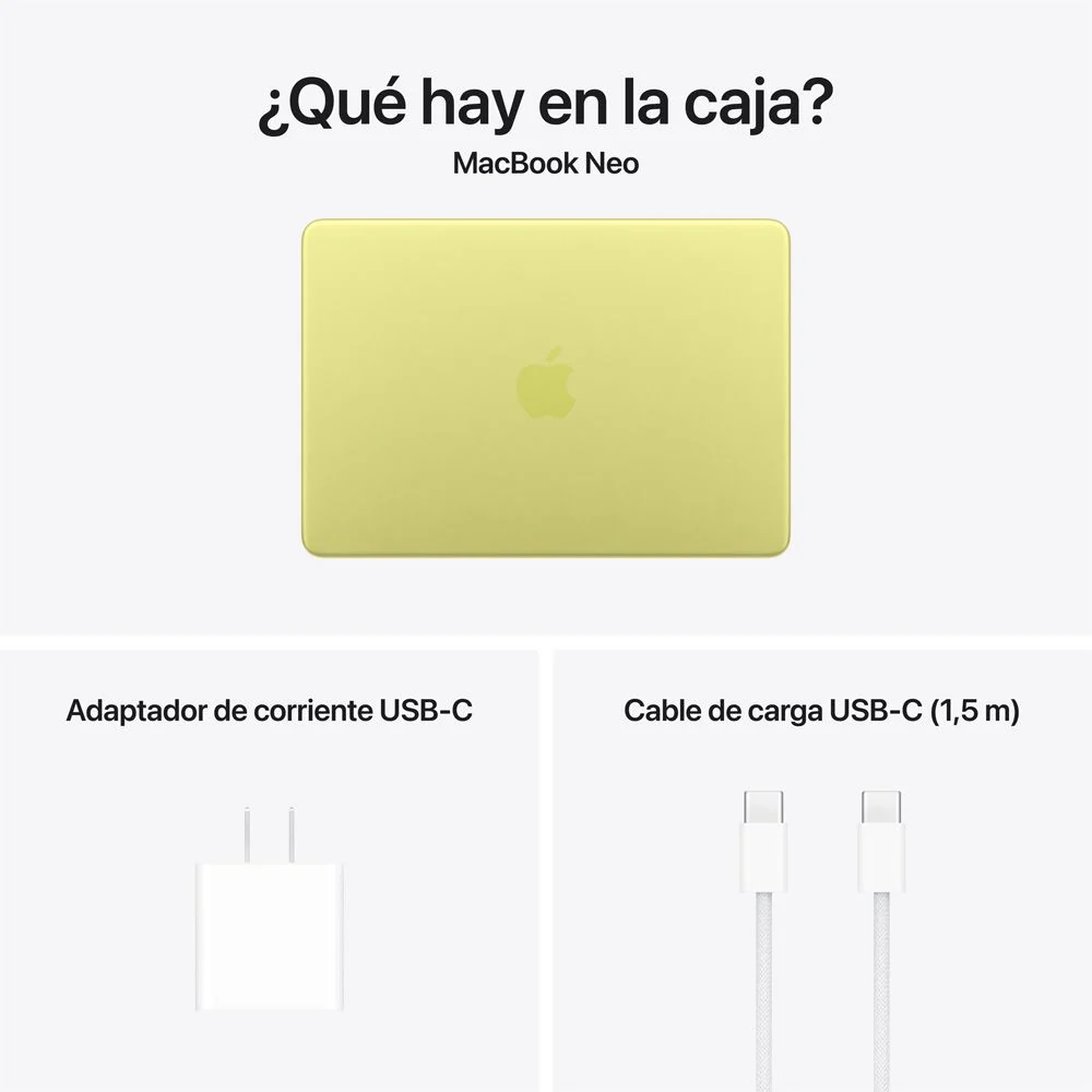 MacBook Neo de 13 pulgadas: Chip A16 Pro de Apple con CPU de 6 núcleos y GPU de 5 núcleos, Magic Keyboard, 256 GB SSD - Amarillo cítrico - Image 10