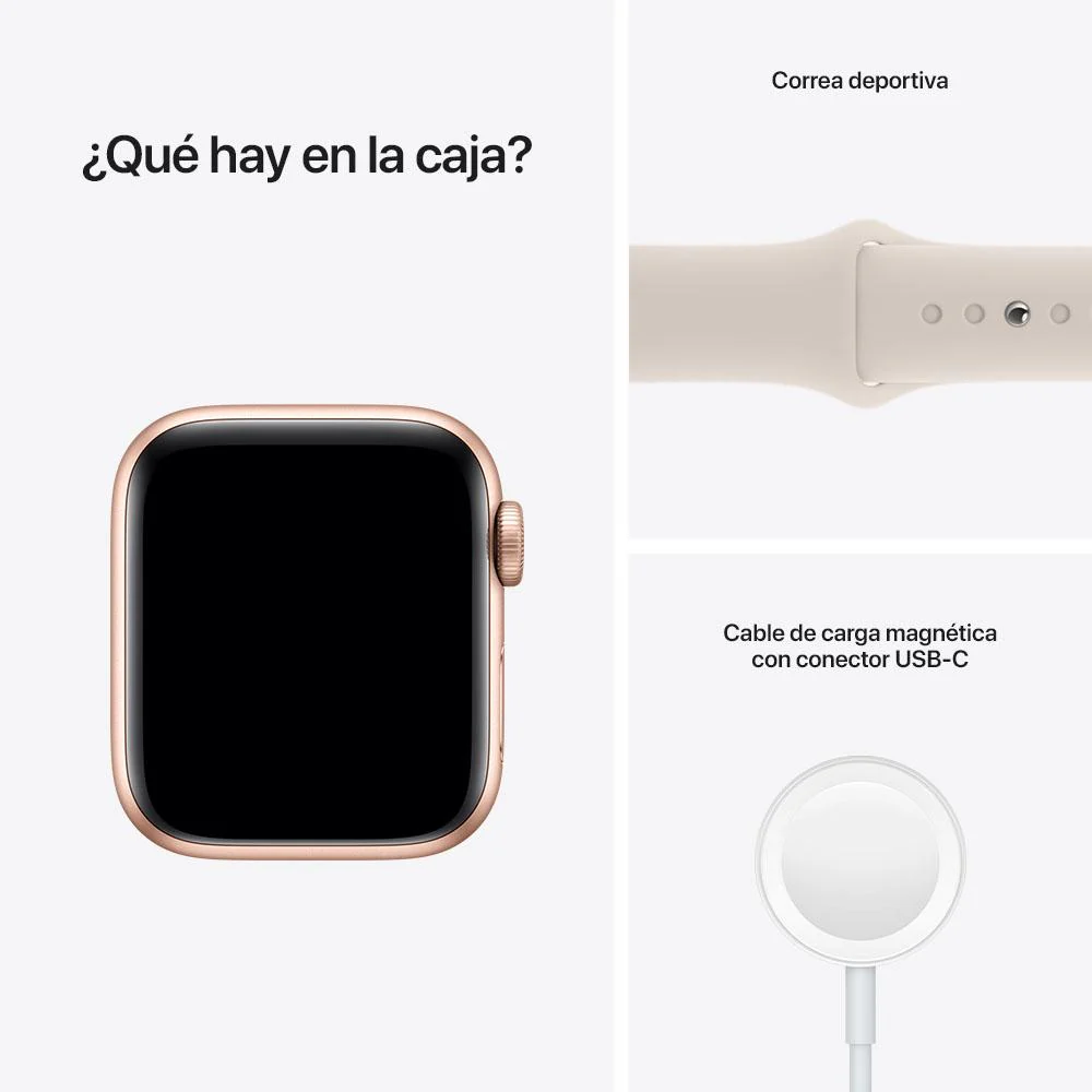 Apple Watch SE (GPS) - Caja de aluminio en oro de 40 mm - Correa deportiva blanco estelar - Talla única - Image 8