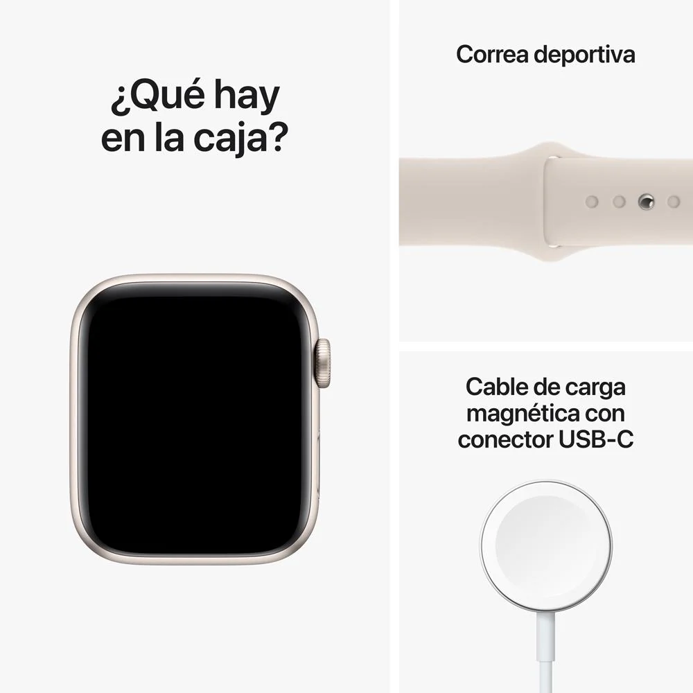Apple Watch SE (GPS) - Caja de aluminio en blanco estrella de 44 mm - Correa deportiva blanco estrella - Talla única - Image 8