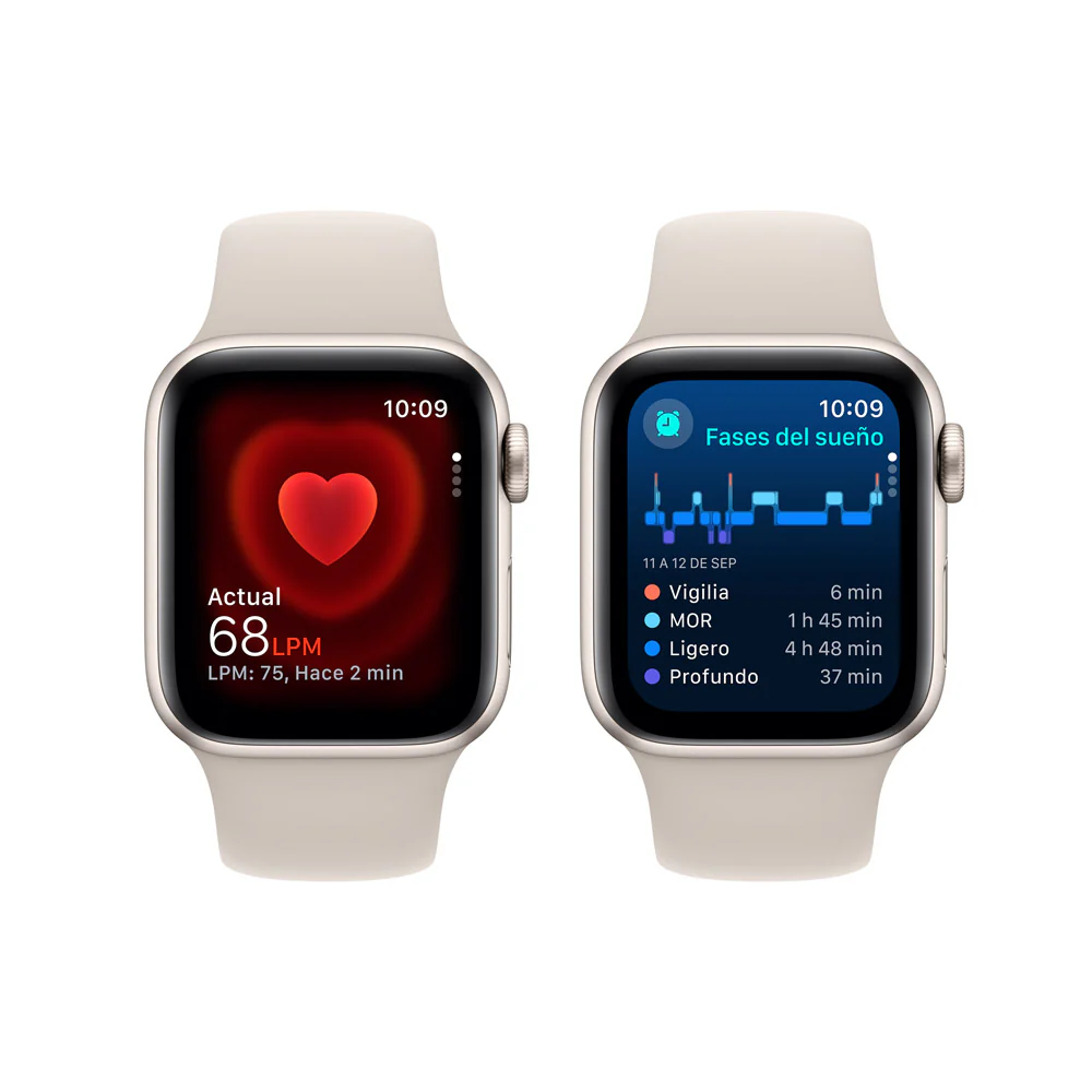 Apple Watch SE GPS • Caja de aluminio blanco estelar de 40 mm • Correa deportiva blanco estelar - S/M - Image 5