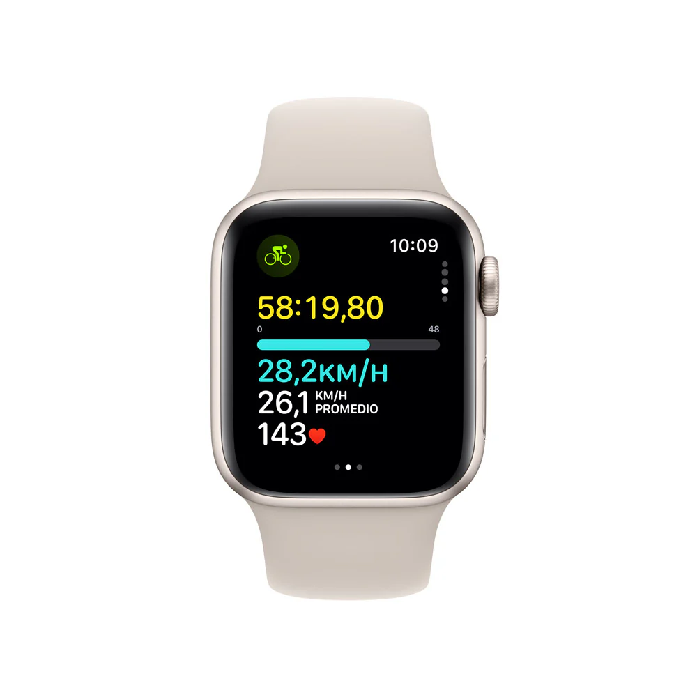 Apple Watch SE GPS • Caja de aluminio blanco estelar de 40 mm • Correa deportiva blanco estelar - S/M - Image 6