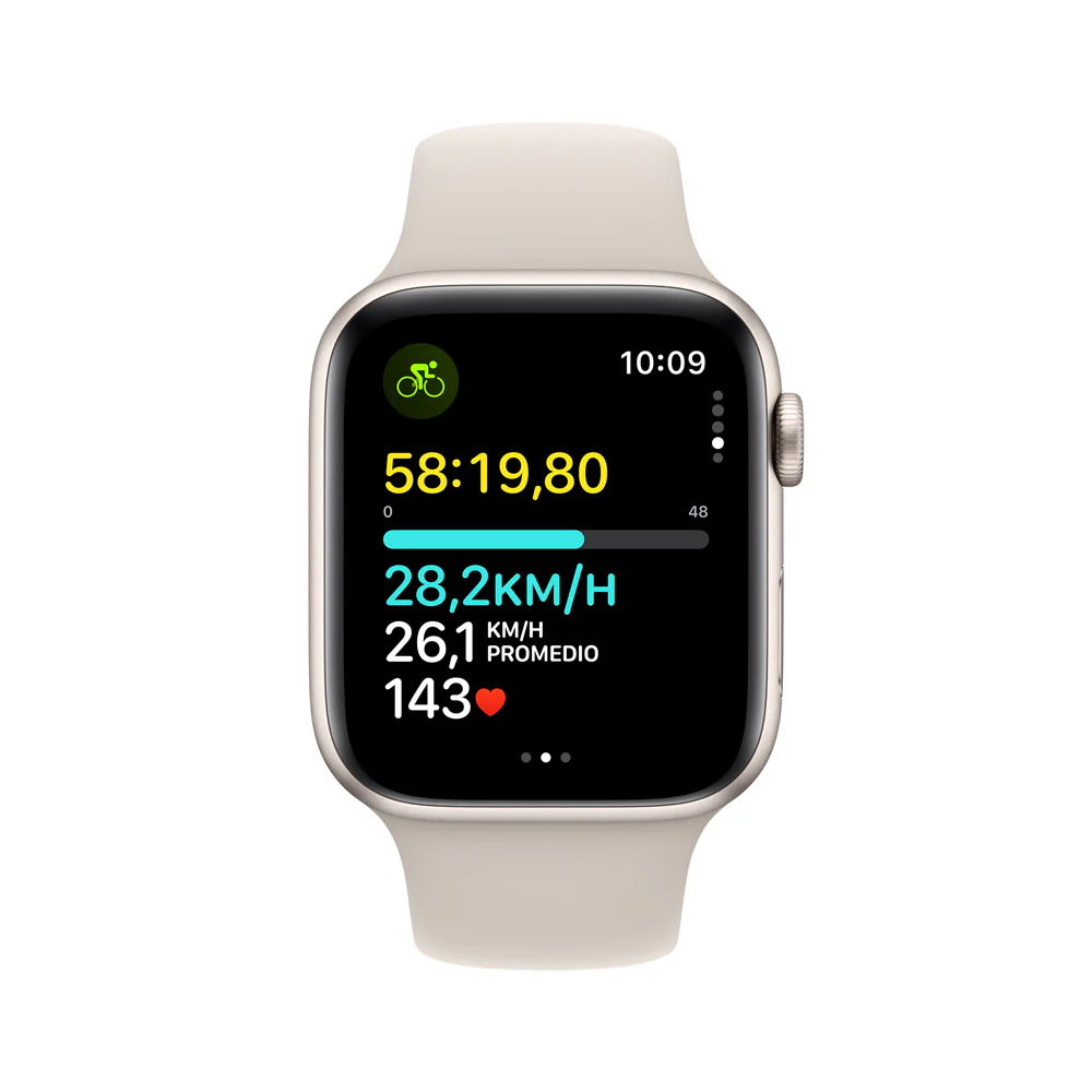 Apple Watch SE GPS • Caja de aluminio blanco estelar de 44 mm • Correa deportiva blanco estelar - M/L - Image 6