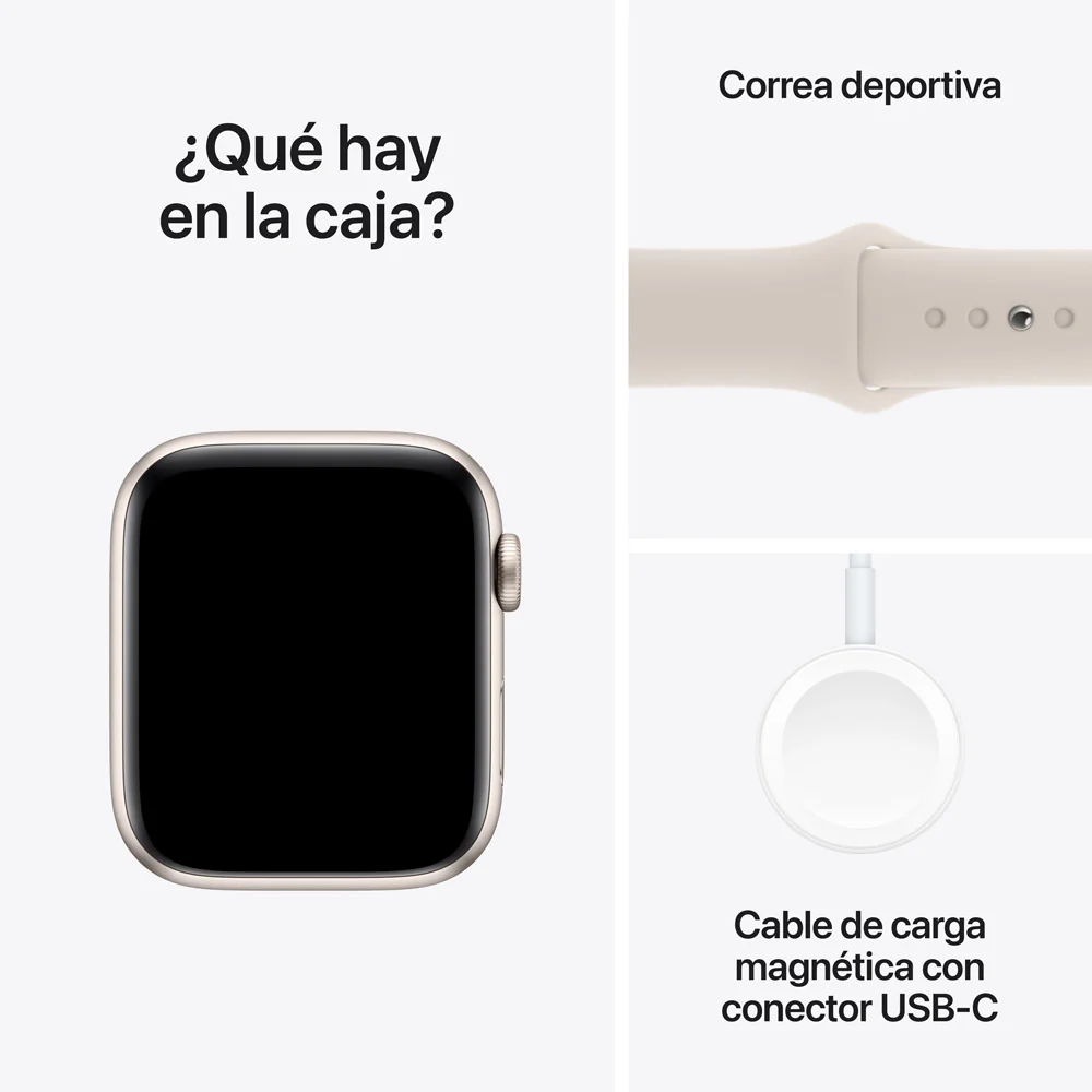 Apple Watch SE GPS • Caja de aluminio blanco estelar de 44 mm • Correa deportiva blanco estelar - M/L - Image 8