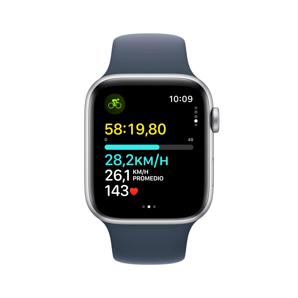 Apple Watch SE GPS • Caja de aluminio color plata de 44 mm • Correa deportiva azul tormenta - M/L - Image 6