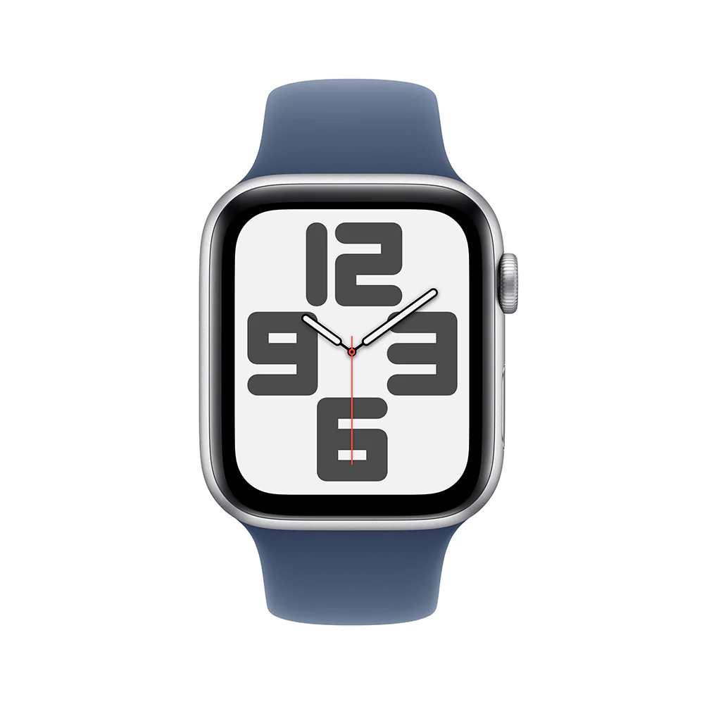 Apple Watch SE GPS • Caja de aluminio color plata de 44 mm • Correa deportiva azul denim - S/M - Image 2
