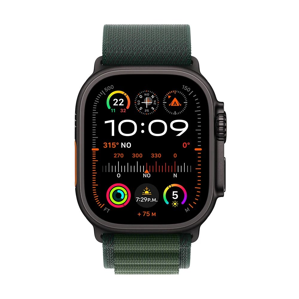 Apple Watch Ultra 2 GPS + Cellular • Caja de titanio negro de 49 mm • Correa Alpine verde oscuro - Grande - Image 2