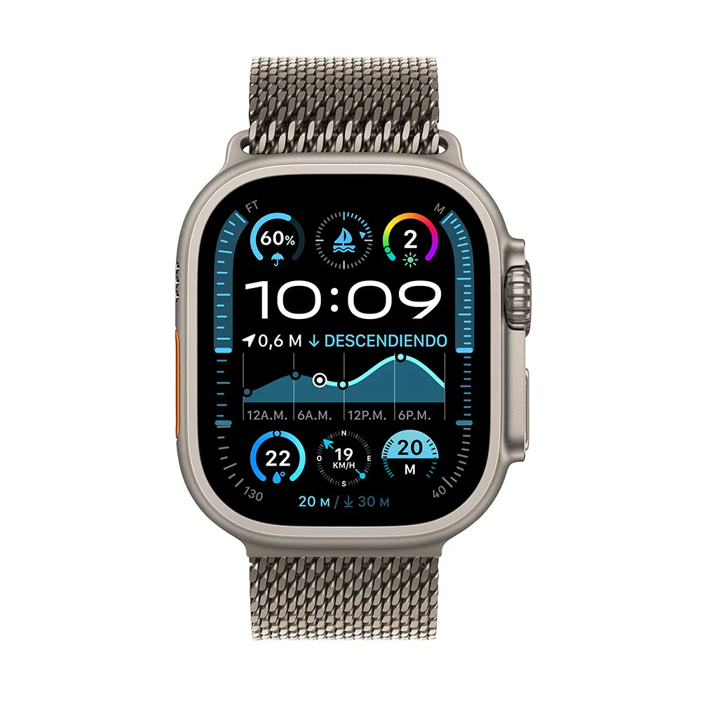 Apple Watch Ultra 2 GPS + Cellular • Caja de titanio natural de 49 mm • Correa estilo milanés de titanio natural - Chica - Image 2