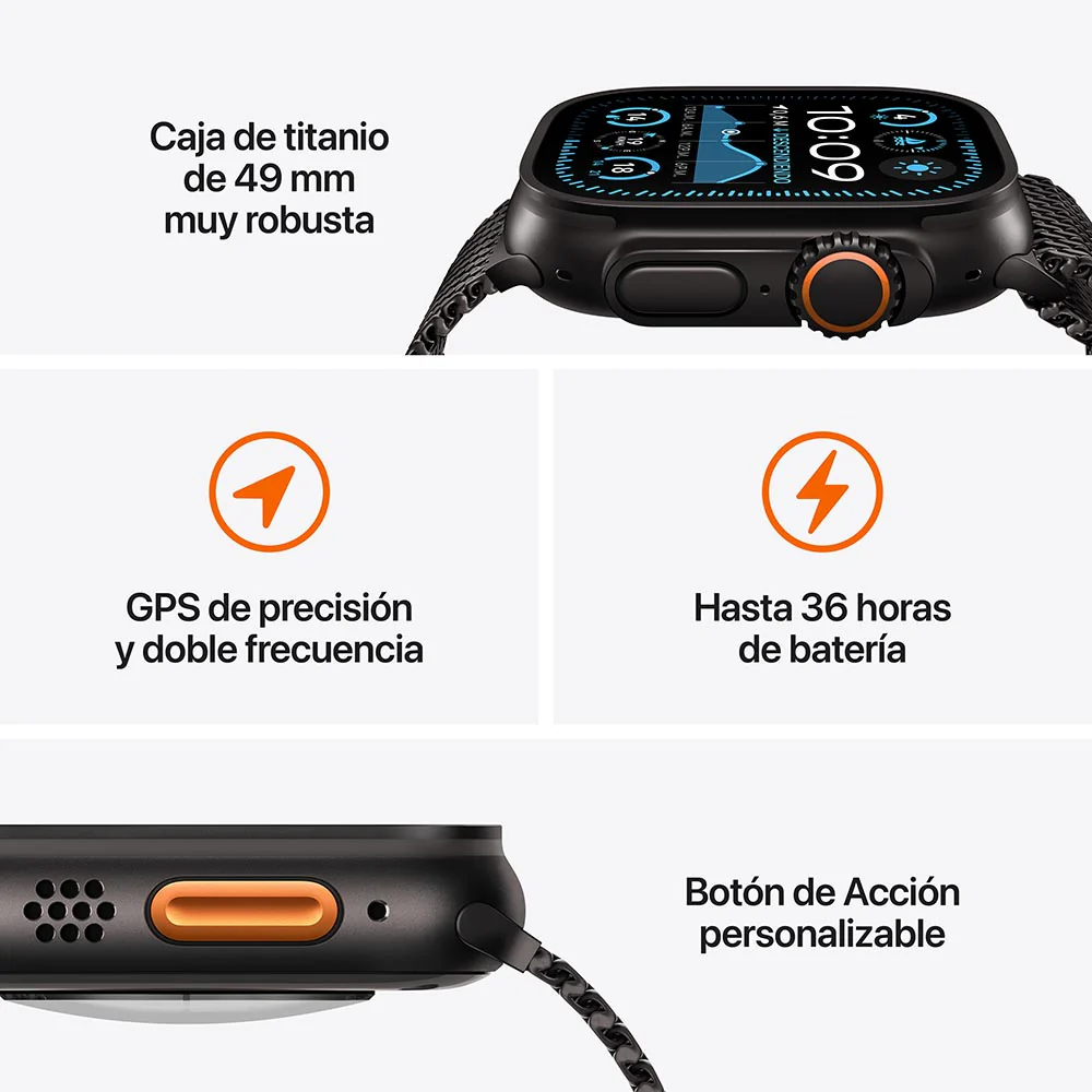 Apple Watch Ultra 2 GPS + Cellular • Caja de titanio negro de 49 mm • Correa Trail negra - S/M - Image 3