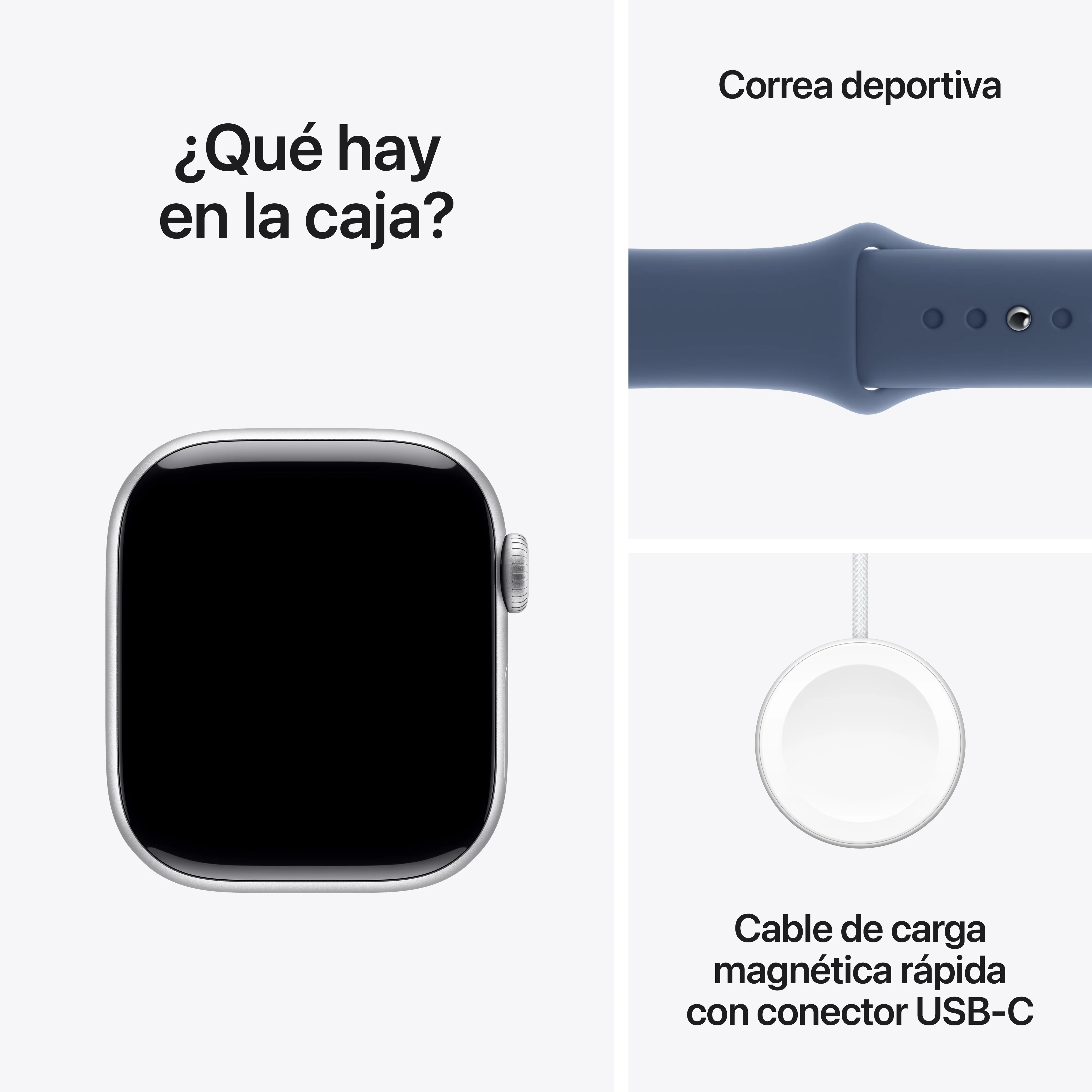 Apple Watch Series 10 GPS • Caja de aluminio color plata de 42 mm • Correa deportiva azul denim - S/M - Image 9