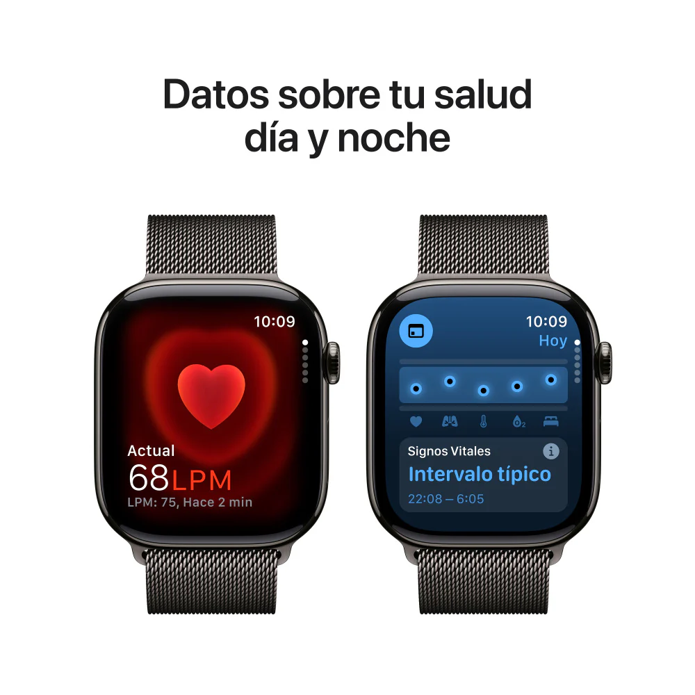 Apple Watch Series 10 GPS + Cellular • Caja de titanio color pizarra de 46 mm • Correa estilo milanés color pizarra - S/M - Image 5