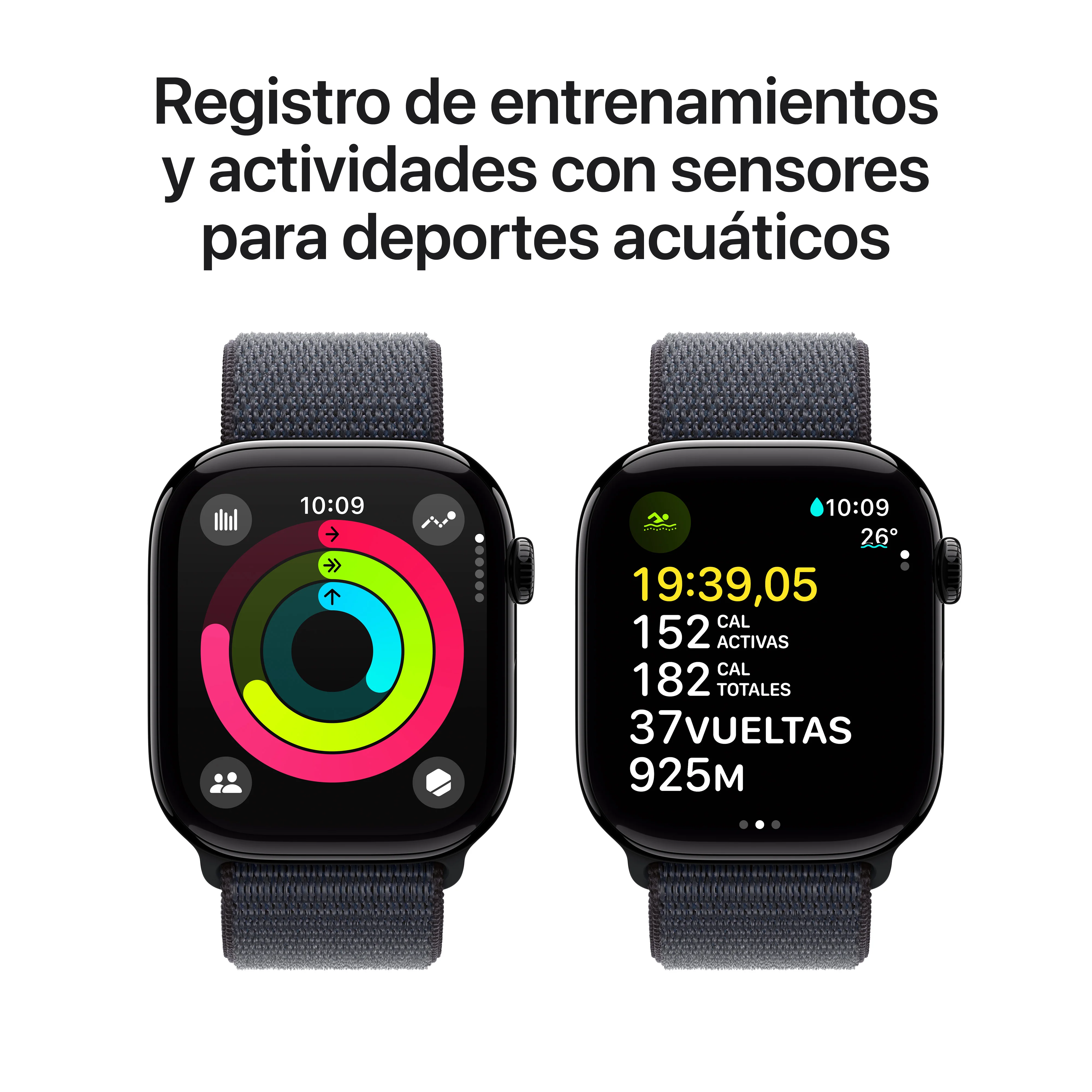 Apple Watch Series 10 GPS • Caja de aluminio negro azabache de 46 mm • Correa loop deportiva color tinta - Image 4