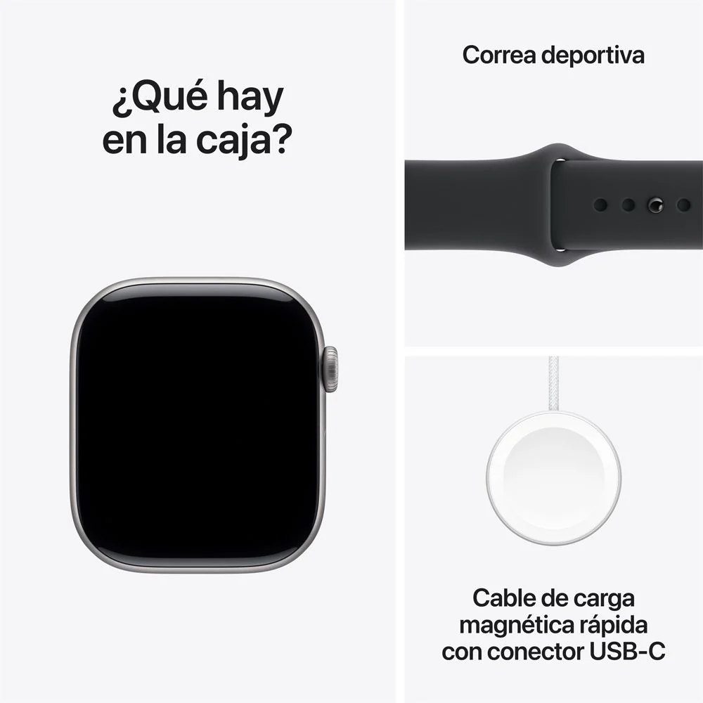 Apple Watch Series 11 GPS • Caja de aluminio gris espacial de 46 mm • Correa deportiva negra – M/L - Image 8