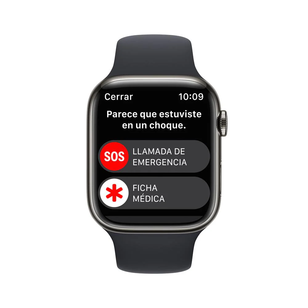 Apple Watch Series 8 (GPS + Cellular) - Caja de acero inoxidable en grafito de 45 mm - Correa deportiva en color medianoche - Talla única - Image 6