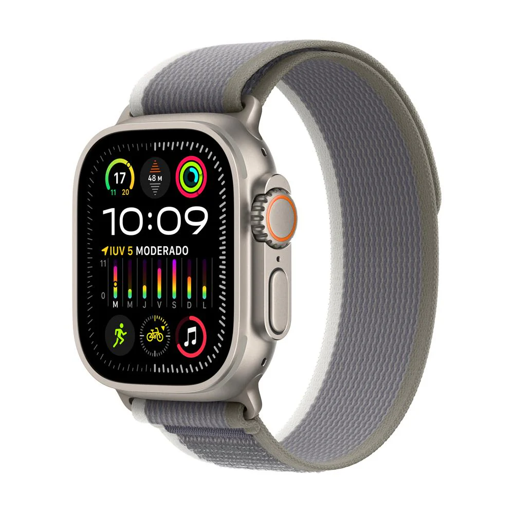 Apple Watch Ultra 2 GPS + Cellular • Caja de titanio de 49 mm • Correa Trail verde/gris - M/L