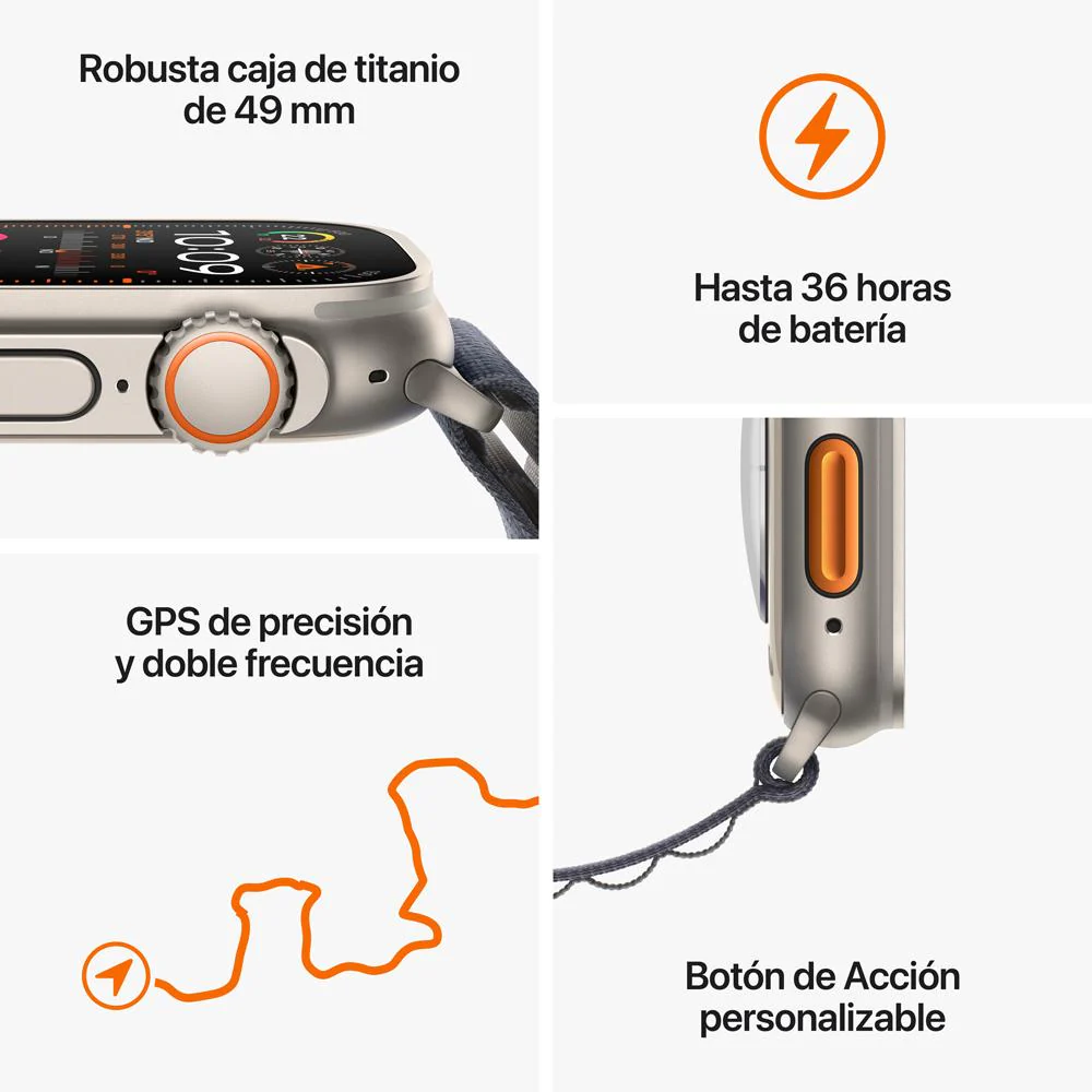 Apple Watch Ultra 2 GPS + Cellular • Caja de titanio de 49 mm • Correa Trail verde/gris - M/L - Image 8