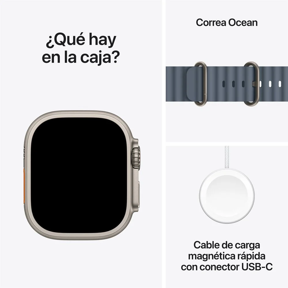 Apple Watch Ultra 3 GPS + Cellular • Caja de titanio natural de 49 mm • Correa Ocean azul ancla - Image 7