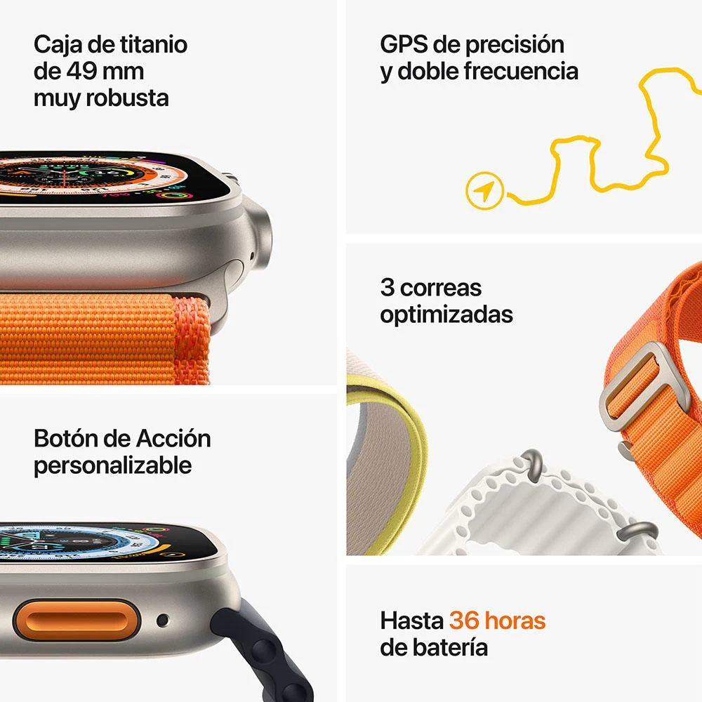 Apple Watch Ultra (GPS + Cellular) - Caja de titanio de 49 mm - Correa Loop Alpine blanco estrella - Talla M - Image 8