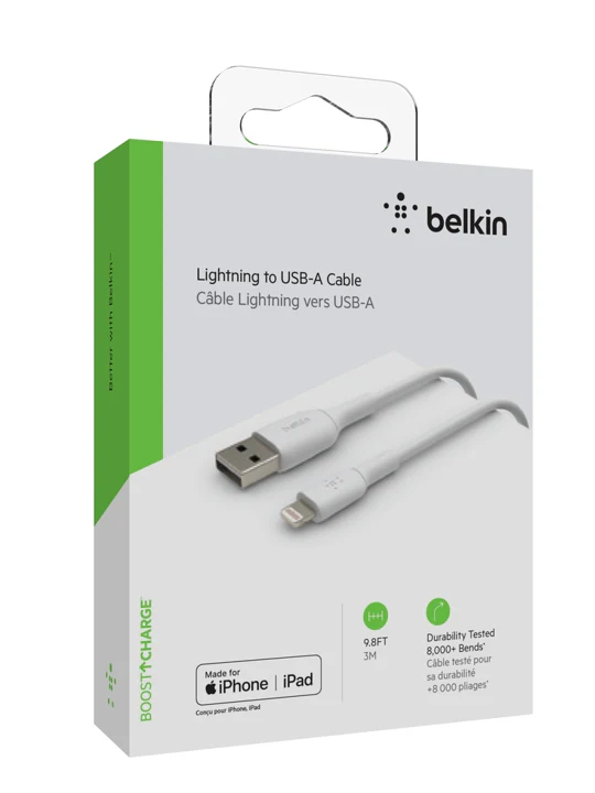 Cable Belkin USB-A a Lightning - 3M - Mixit - Blanco - Image 5
