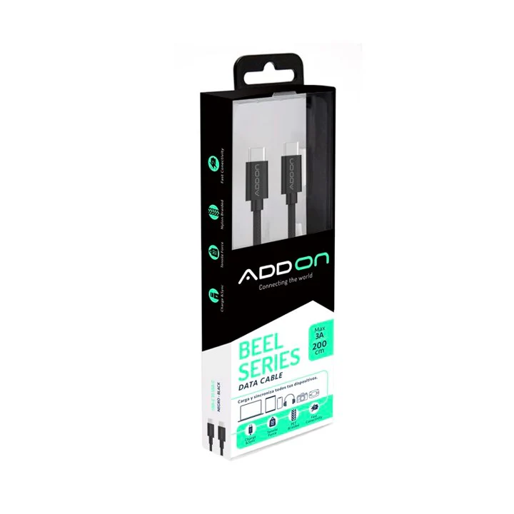 CABLE DE CARGA ADD ON USBC/USBC  2mt - BLACK - Image 2