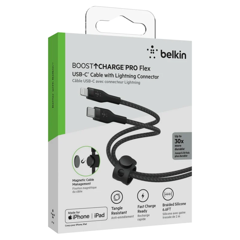 Cable Belkin USB-C a Lightning - 2M - Pro Flex - Negro - Image 4