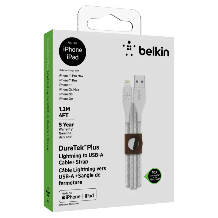 Cable Belkin USB-A a Lightning - 1.2M - DuraTek Plus - Blanco - Image 4