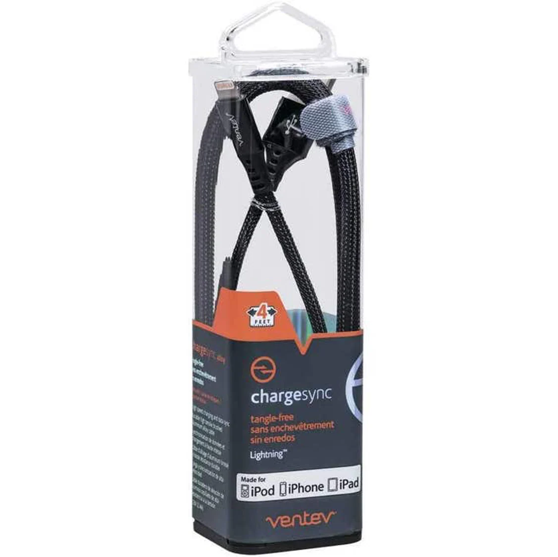 Cable de Aleacion Ventev de USB-A a Lightning de 4 pies - Negro Azabache - Image 2