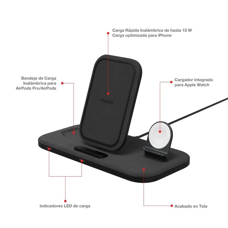 Cargador de Base Inalámbrico mophie 3 en 1 de 15W  - Negro - Image 4
