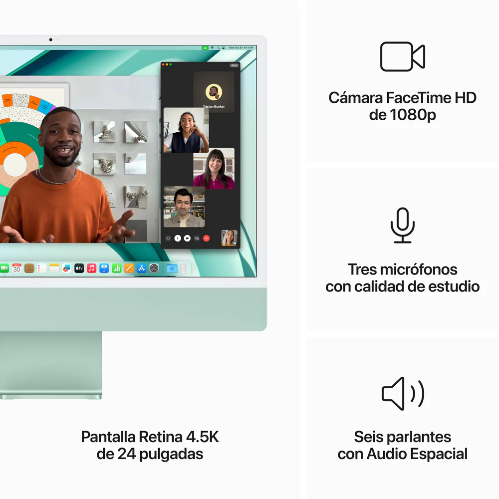 iMac con pantalla Retina 4,5K de 24 pulgadas: Chip M3 de Apple con CPU de 8 núcleos y GPU de 8 núcleos, 256 GB SSD - Verde - Image 5