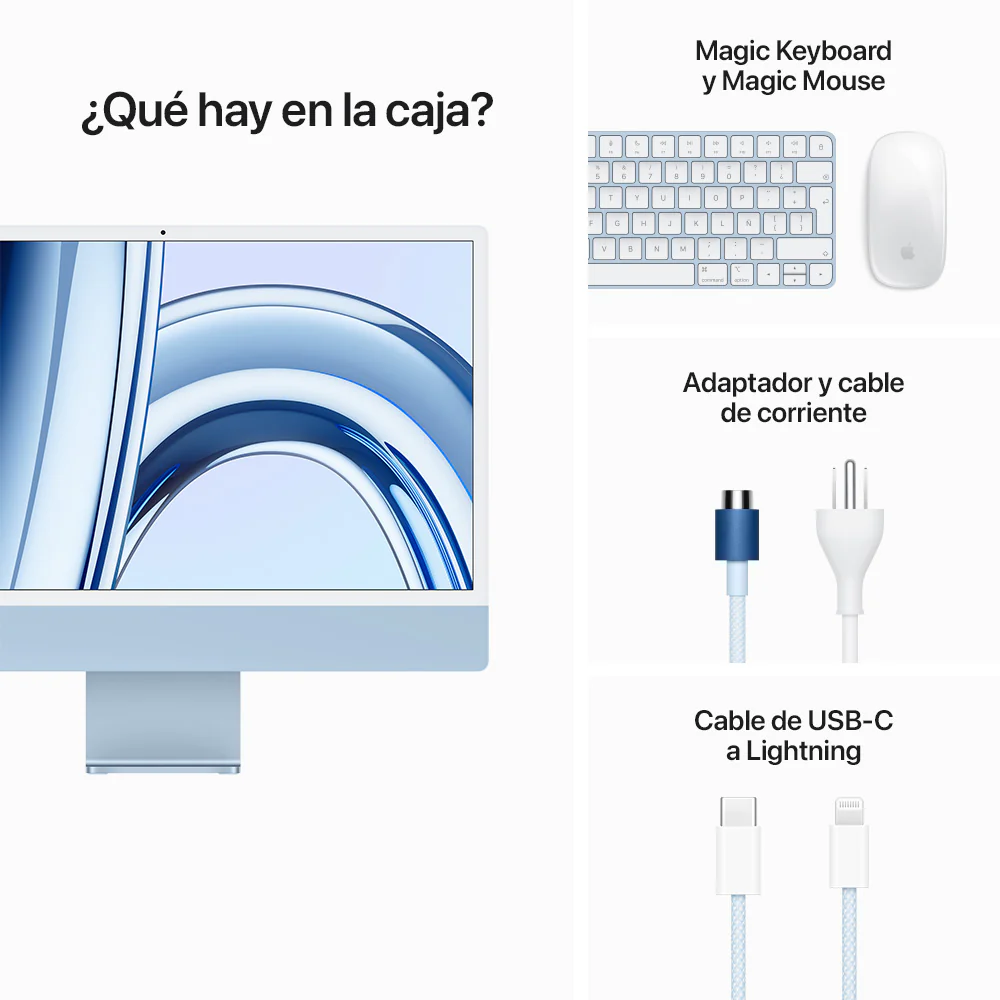 iMac con pantalla Retina 4,5K de 24 pulgadas: Chip M3 de Apple con CPU de 8 núcleos y GPU de 8 núcleos, 256 GB SSD - Azul - Image 9