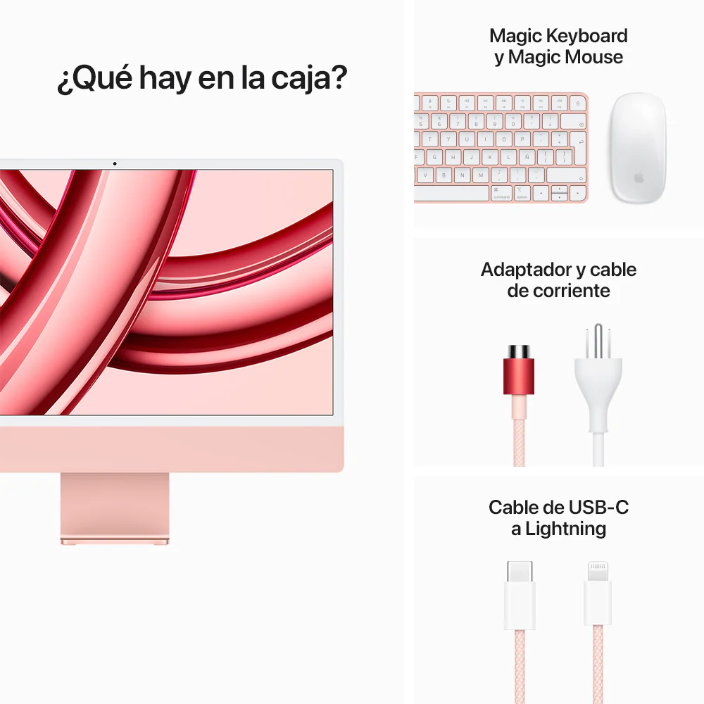 iMac con pantalla Retina 4,5K de 24 pulgadas: Chip M3 de Apple con CPU de 8 núcleos y GPU de 8 núcleos, 256 GB SSD - Rosa - Image 9