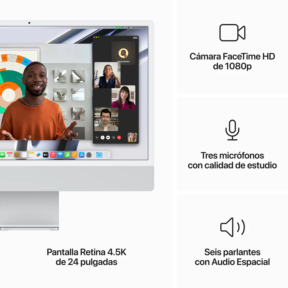 iMac con pantalla Retina 4,5K de 24 pulgadas: Chip M3 de Apple con CPU de 8 núcleos y GPU de 10 núcleos, 256 GB SSD - Plata - Image 5