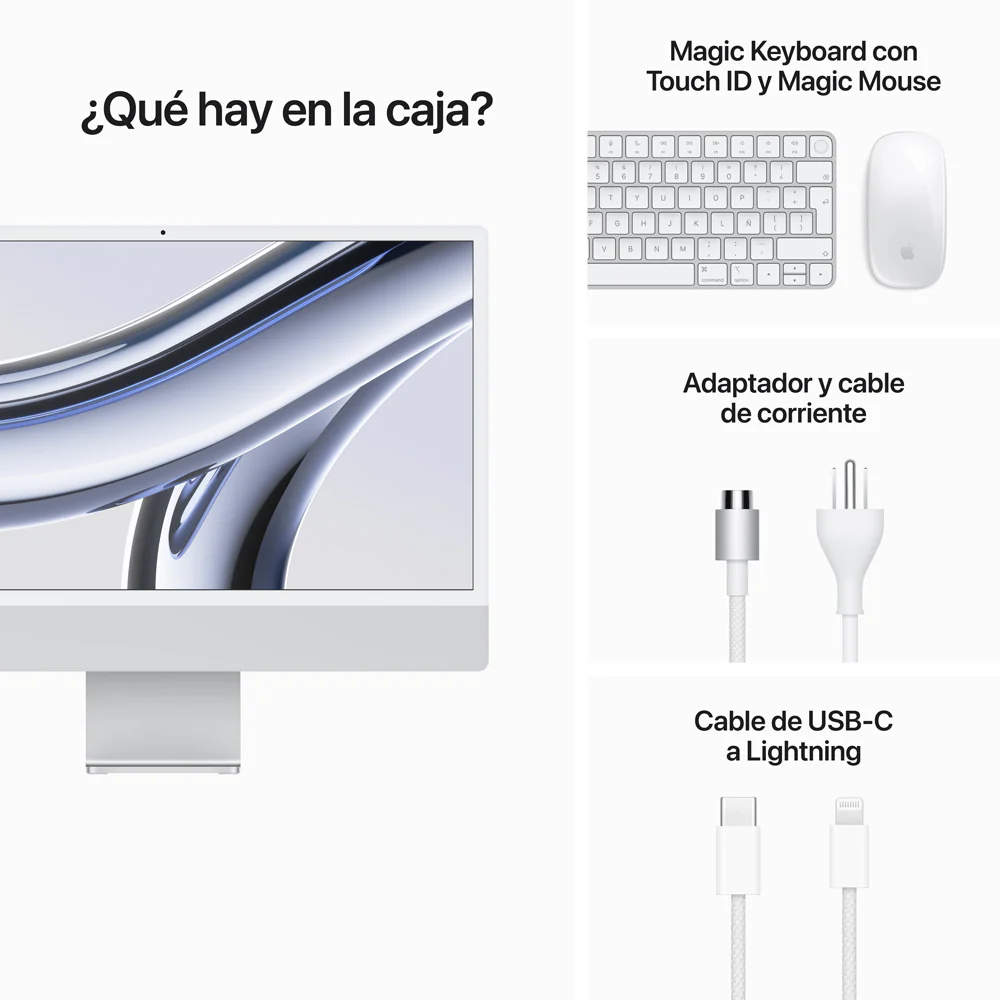 iMac con pantalla Retina 4,5K de 24 pulgadas: Chip M3 de Apple con CPU de 8 núcleos y GPU de 10 núcleos, 512 GB SSD - Plata - Image 9