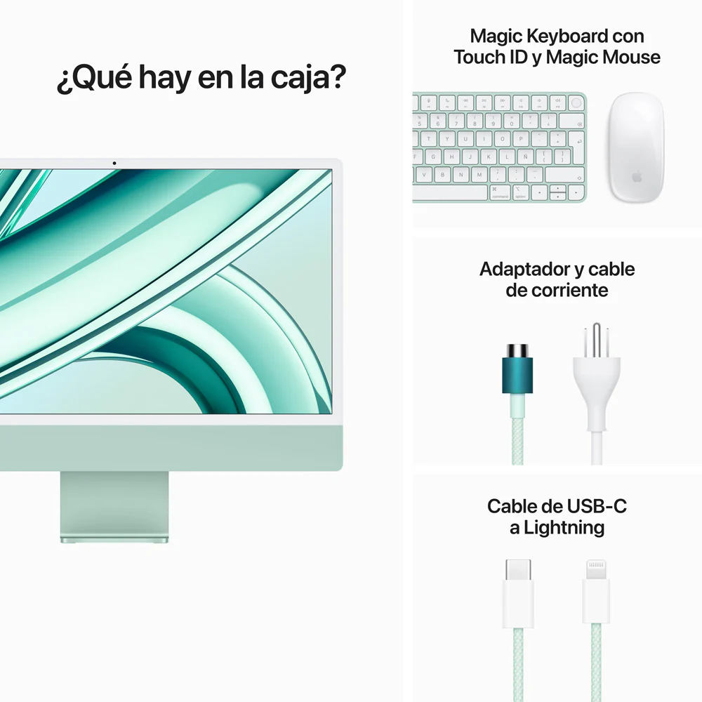 iMac con pantalla Retina 4,5K de 24 pulgadas: Chip M3 de Apple con CPU de 8 núcleos y GPU de 10 núcleos, 256 GB SSD - Verde - Image 9