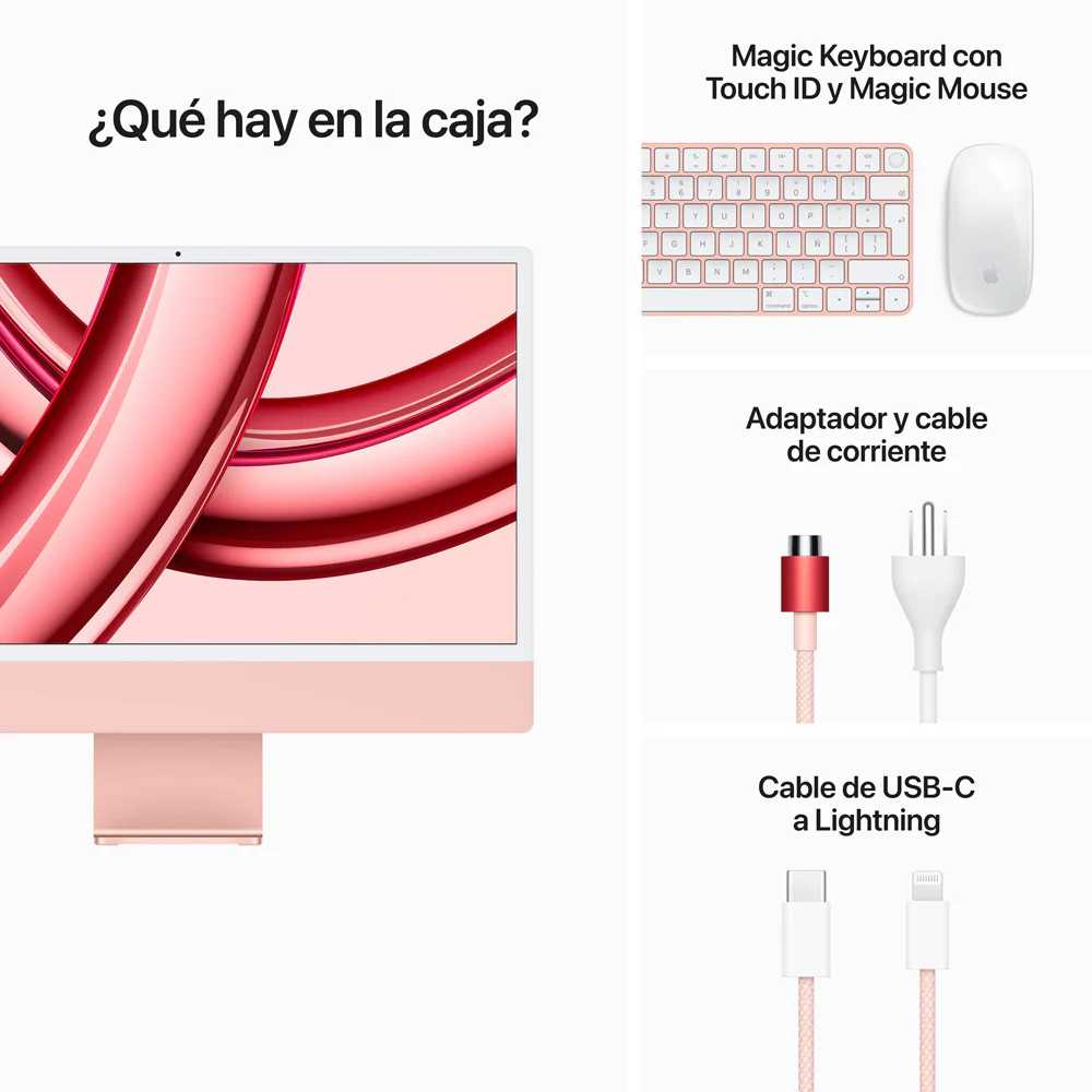 iMac con pantalla Retina 4,5K de 24 pulgadas: Chip M3 de Apple con CPU de 8 núcleos y GPU de 10 núcleos, 256 GB SSD - Rosa - Image 9
