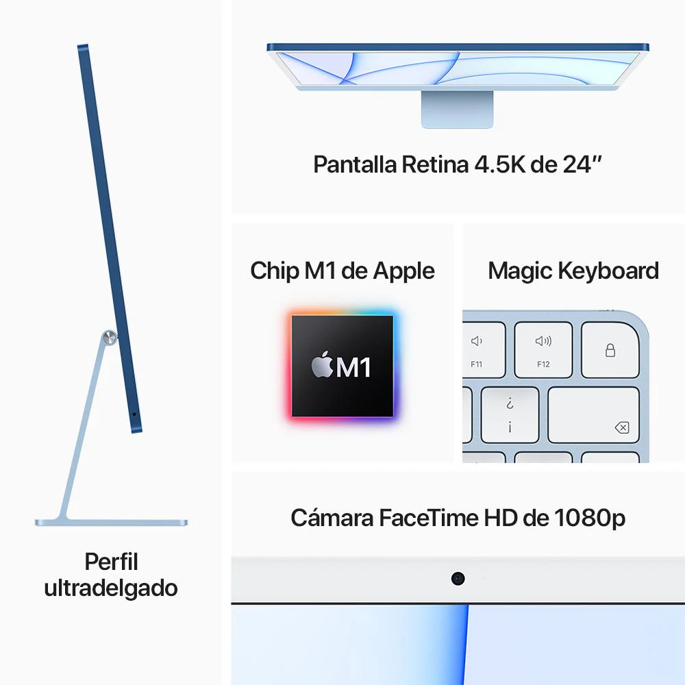 iMac con pantalla Retina 4,5K de 24 pulgadas: Chip M1 de Apple con CPU de ocho núcleos y GPU de siete núcleos, 256 GB SSD - Rosa - Image 6
