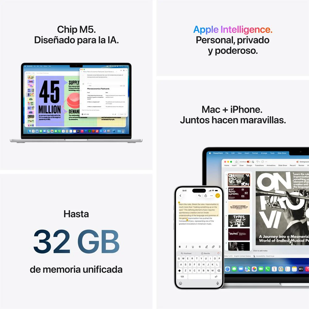 MacBook Air de 13 pulgadas: Chip M5 de Apple con CPU de 10 núcleos y GPU de 10 núcleos, 1 TB SSD - Blanco estrella - Image 8