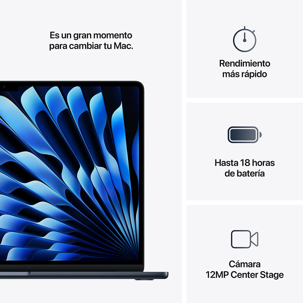 MacBook Air de 15 pulgadas: Chip M4 de Apple con CPU de 10 núcleos y GPU de 10 núcleos, 512 GB SSD - Azul medianoche - Image 10