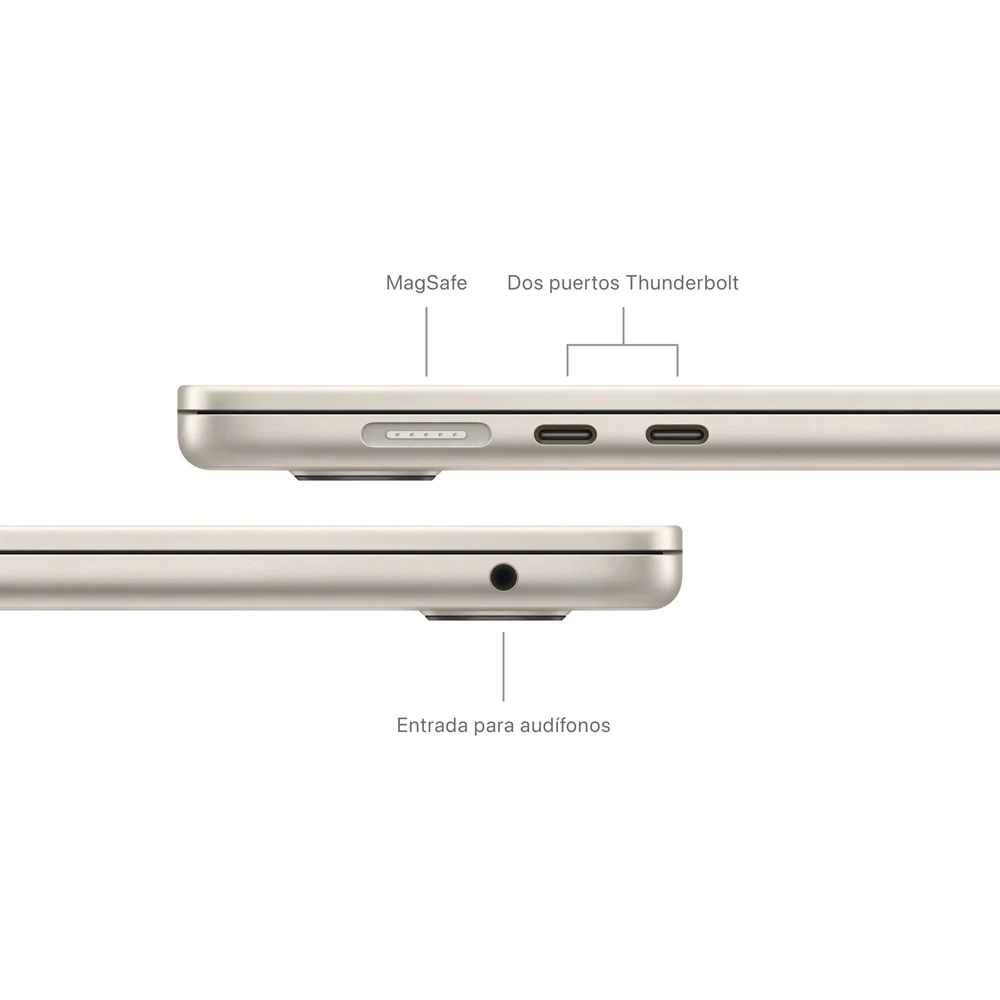 MacBook Air de 15 pulgadas: Chip M3 de Apple con CPU de 8 núcleos y GPU de 10 núcleos, 512 GB SSD - Blanco estrella - Image 7