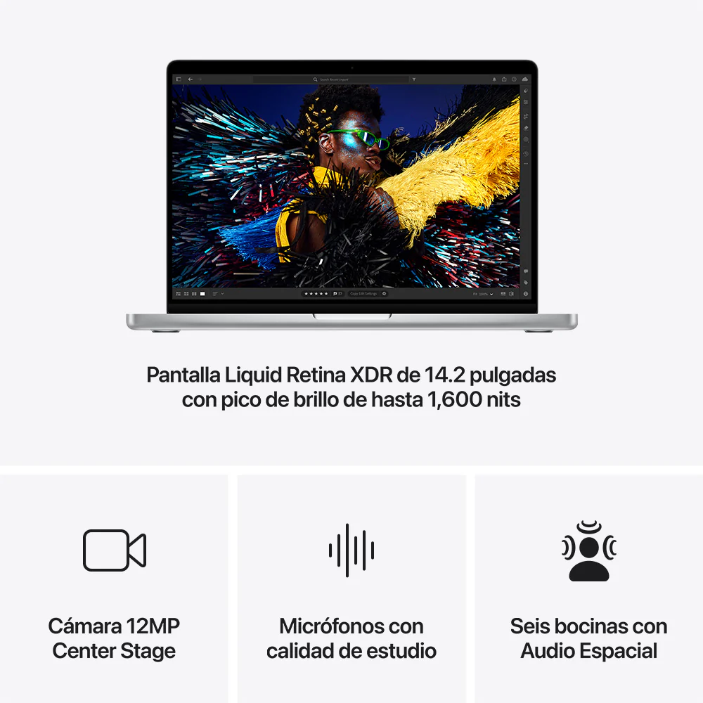 MacBook Pro de 14 pulgadas: Chip M4 Pro de Apple con CPU de 14 núcleos y GPU de 20 núcleos, 1 TB SSD - Plata - Image 6
