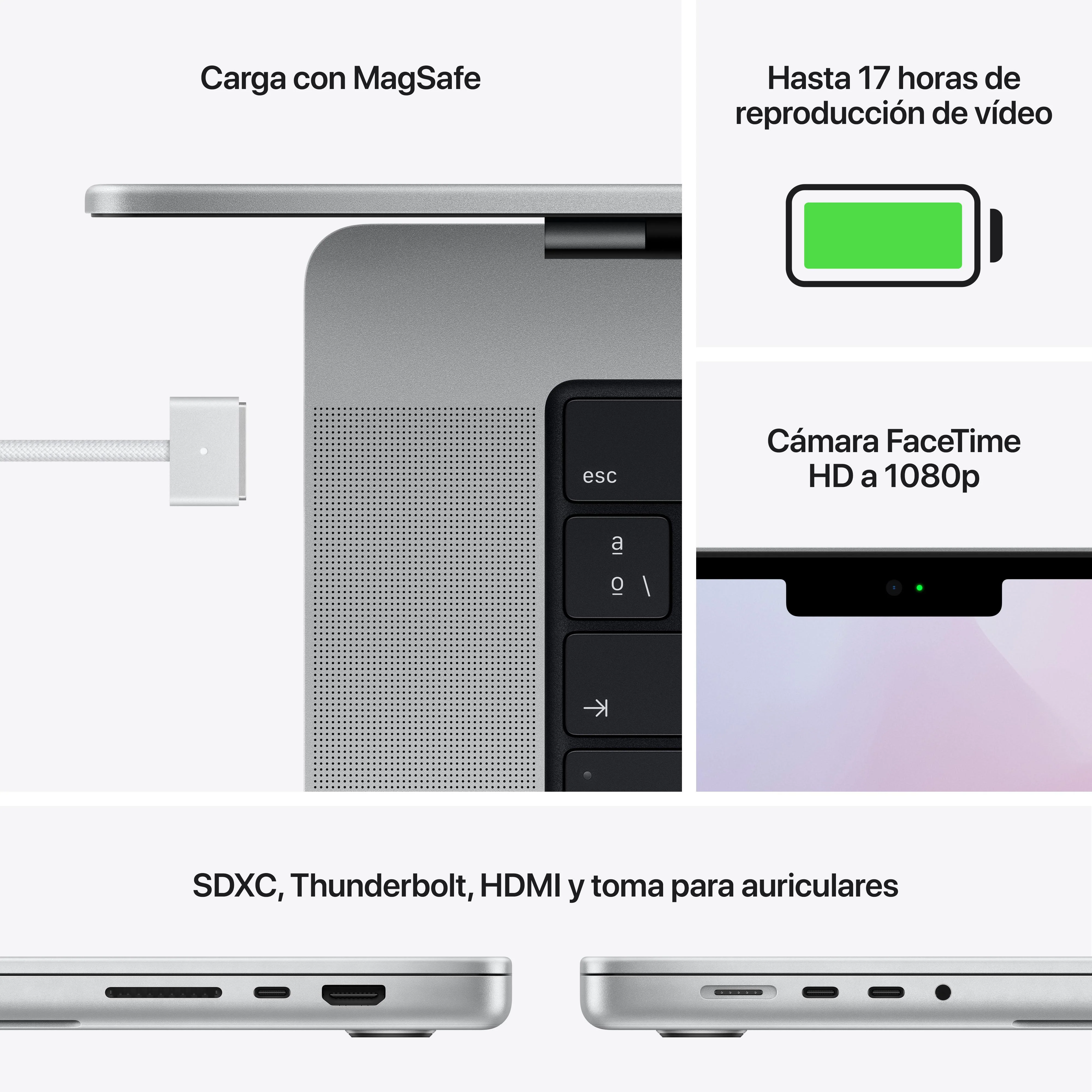 MacBook Pro de 14 pulgadas: Chip M1 Pro de Apple con CPU de diez núcleos y GPU de dieciséis núcleos, 1 TB SSD - Plata - Image 7