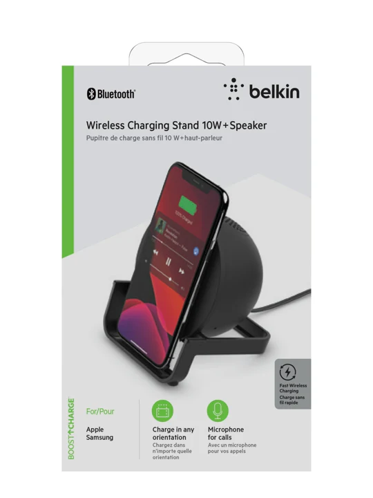 Base De Carga Stand Inalámbrica Belkin Qi 10w - Con Parlante Bluetooth - Negro - Image 5